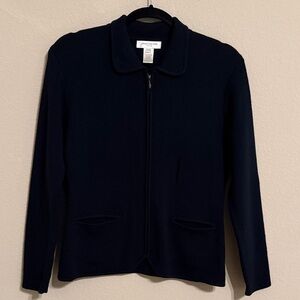 Jones New York Navy Zip-Up Sweater Jacket. Size P/S
